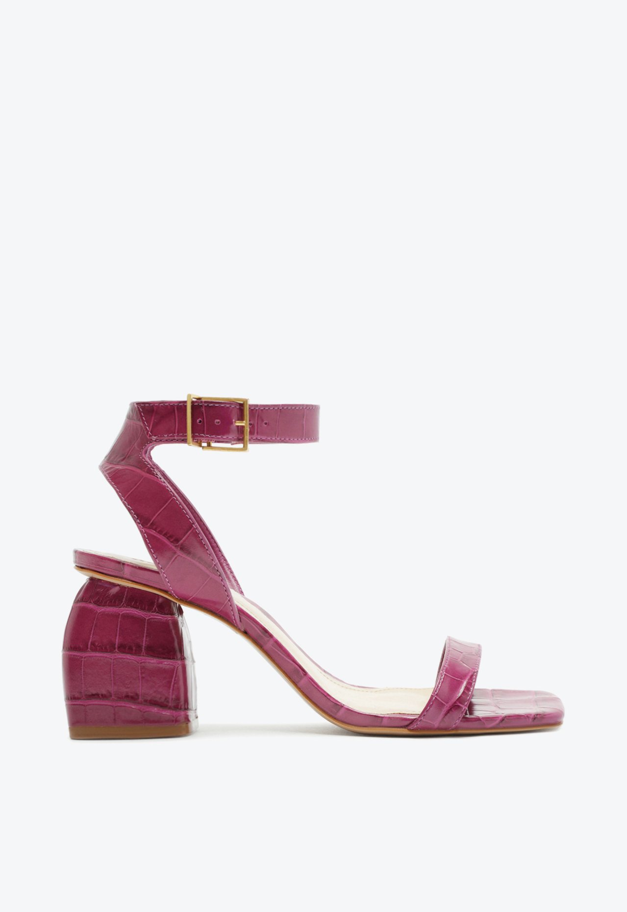 Sandália Salto Bloco Mandy Couro Rosa | Schutz