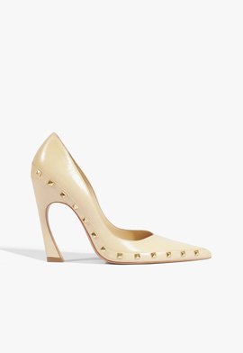 Scarpin Lexi Studs Salto Alto Couro Nude