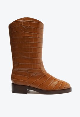 bota terrance croco Couro Marrom