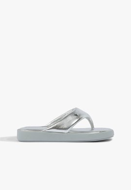 Chinelo Puff Couro Cinza