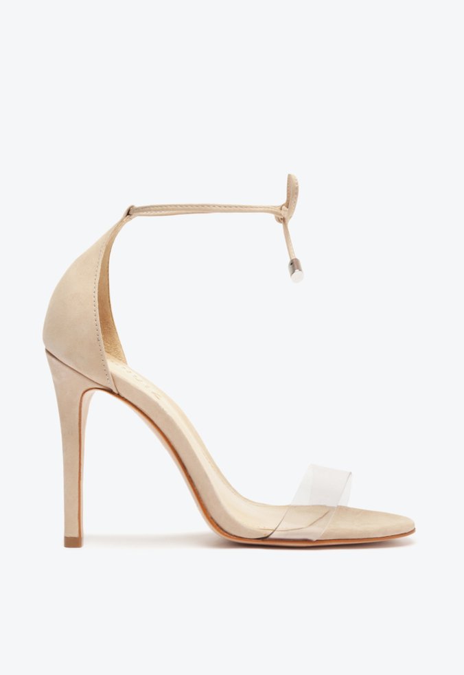 Sandália Salto Alto Josseana Camurça Bege