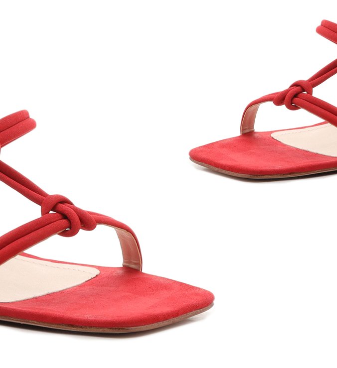 Sandália Strings Bold Heel Nobuck Red Sandália Strings Bold Heel Nobuck Red
