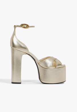 Sandália Meia Pata Jolene Couro Dourada