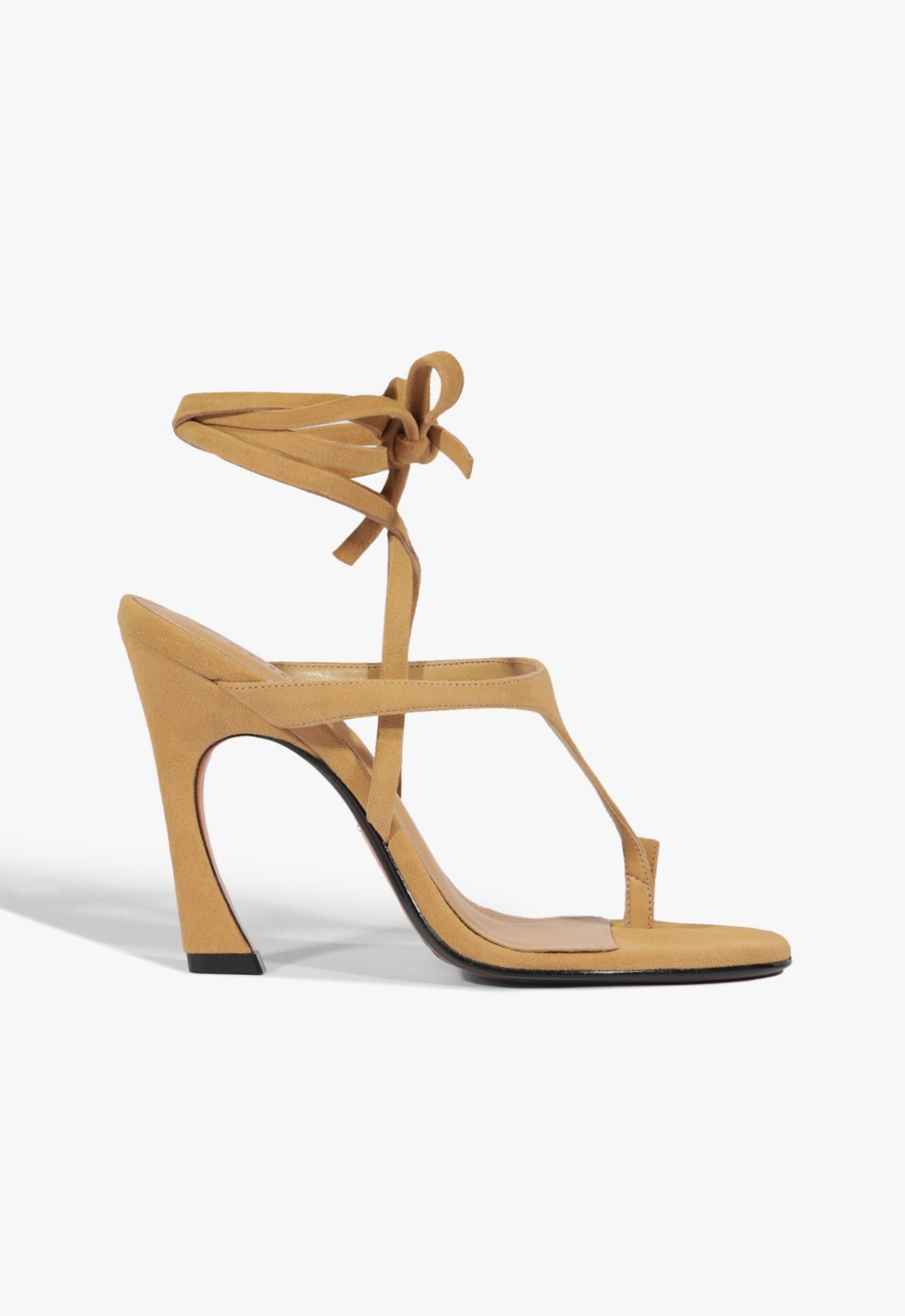 Sandália Salto Amarração Maisie Nobuck Bege | Schutz