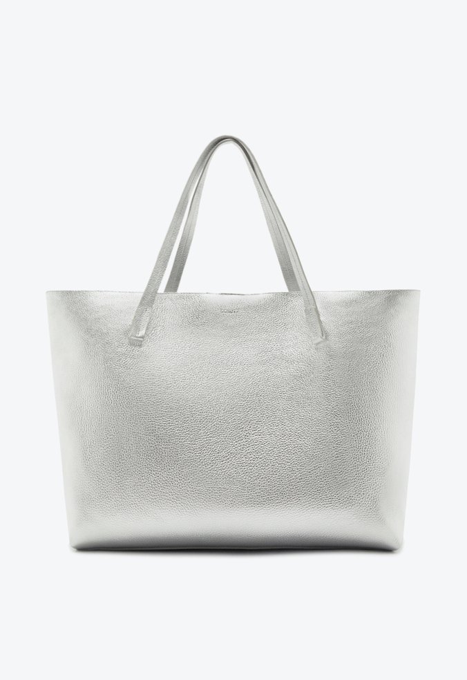 Bolsa Shopping Grande Betty Couro Prata