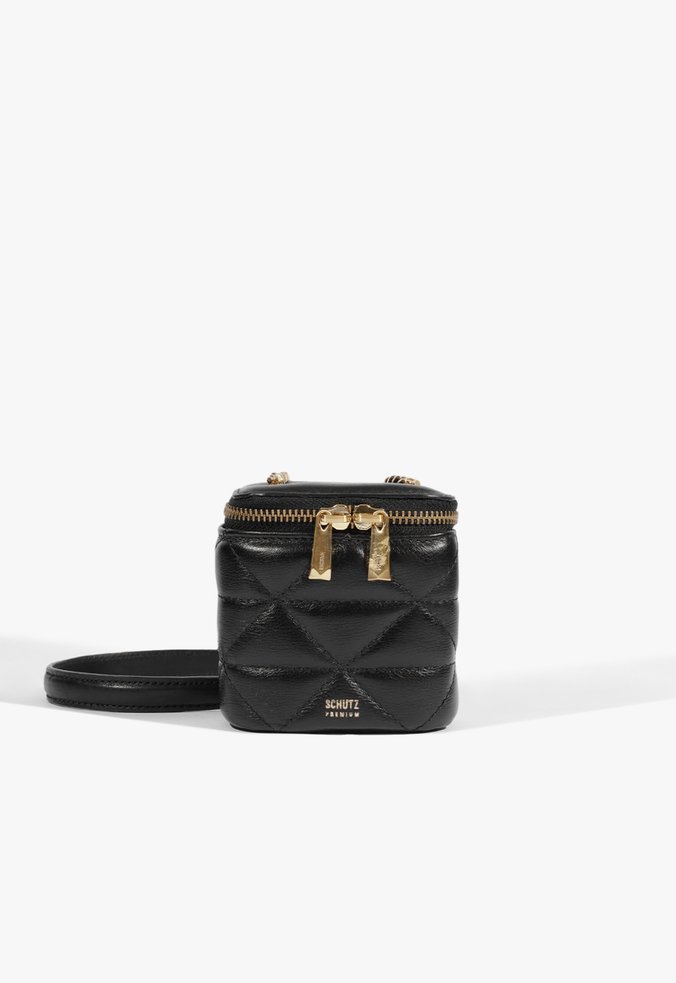 Bolsa Tiracolo Vanity Pequena Couro Preta