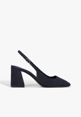 Scarpin Slingback Leia Block Camurça Azul