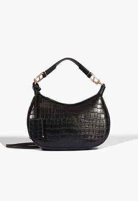 Bolsa Shoulder Couro Croco Preta