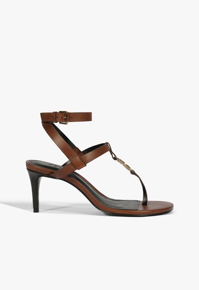Sandália T-strap Marrom