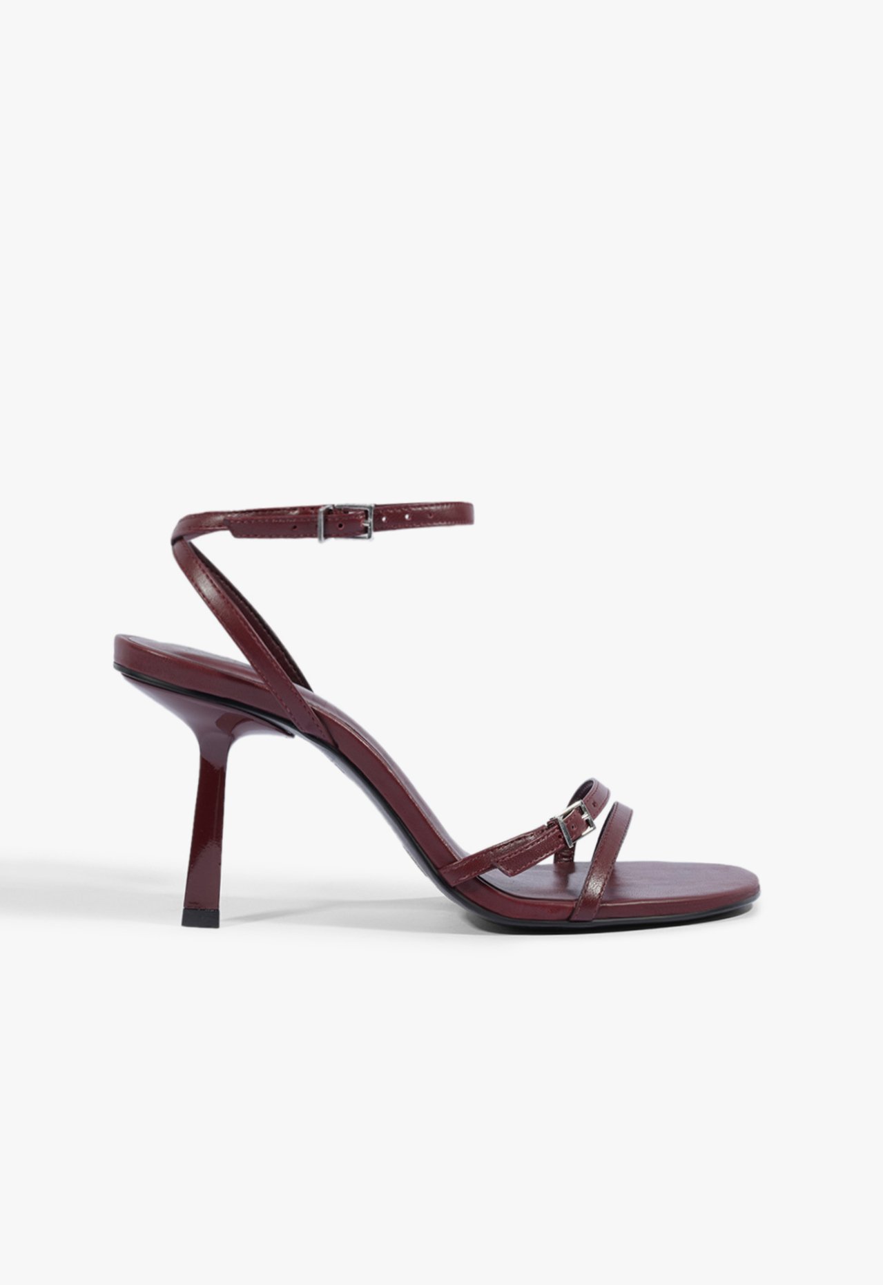 Sandália Salto Médio Roess Couro Vinho | Schutz