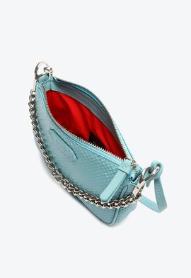 Bolsa Tiracolo Baguette Pequena Emmy Snake Azul