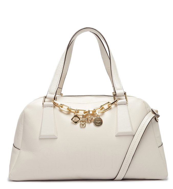 Bolsa Tiracolo Grande Bowling Bardot Couro Branca