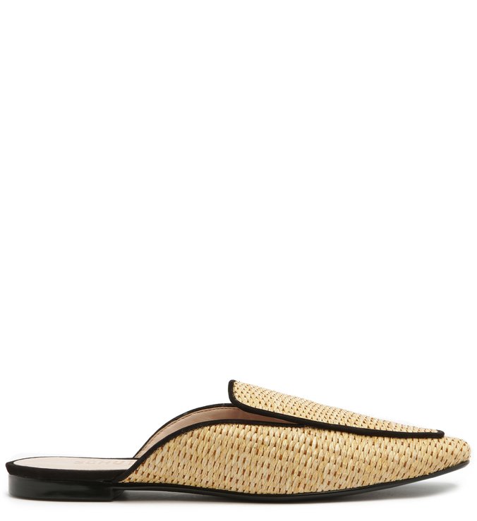 FLAT MULE RÁFIA NATURAL BLACK FLAT MULE RÁFIA NATURAL BLACK