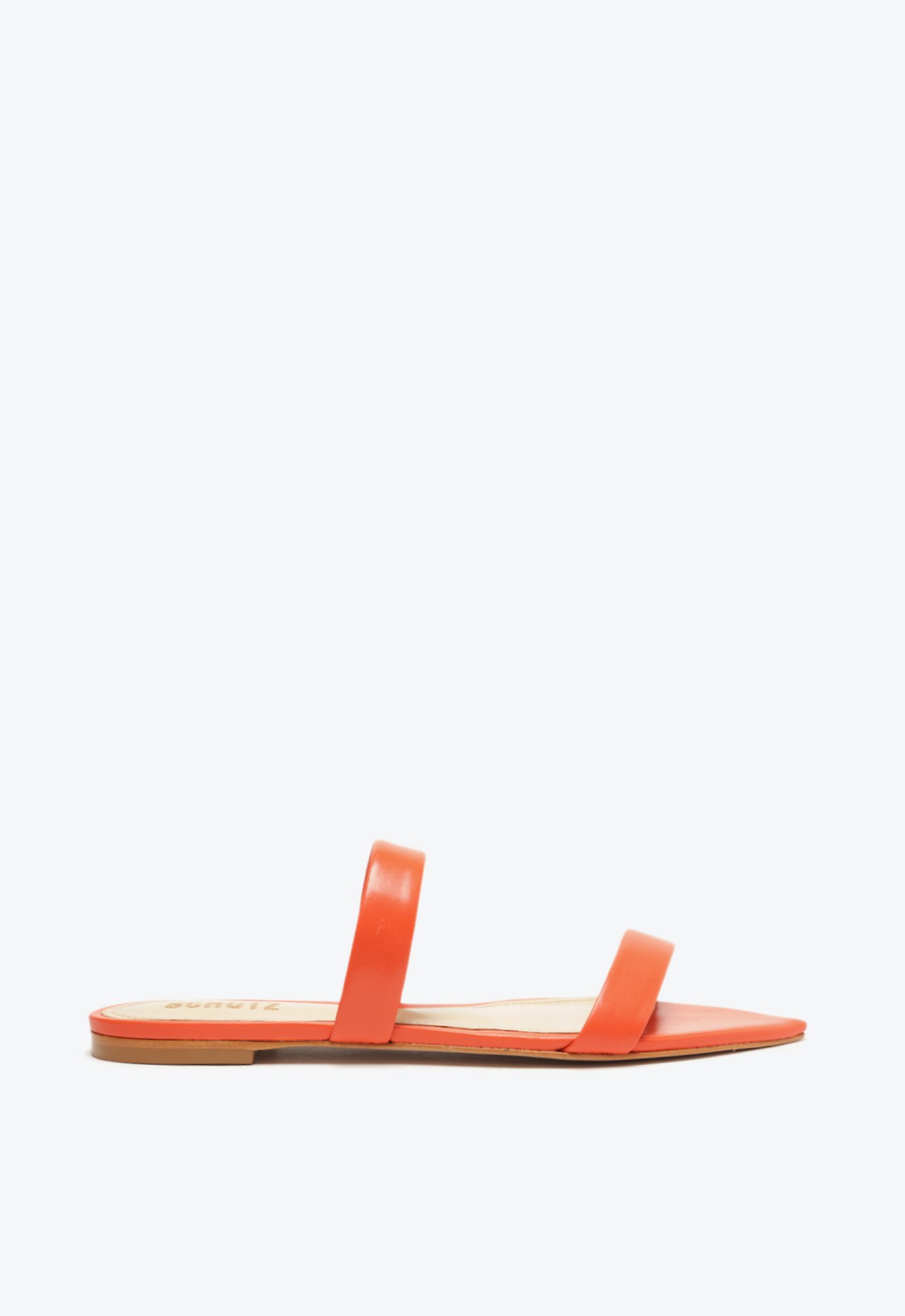 Sandália Rasteira Folha Couro Laranja | Schutz