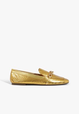 Mocassim Couro Snake Corrente Dourado