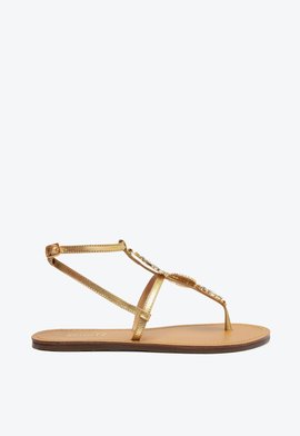 Sándália Rasteira Tiras Dourado