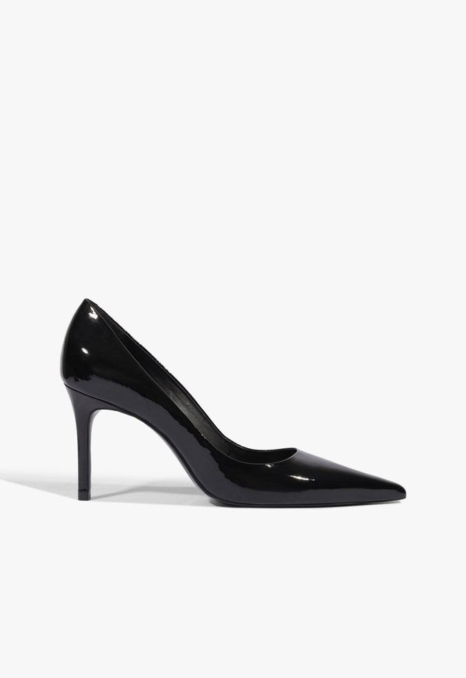 Scarpin Clara Mid  Verniz Couro Preta