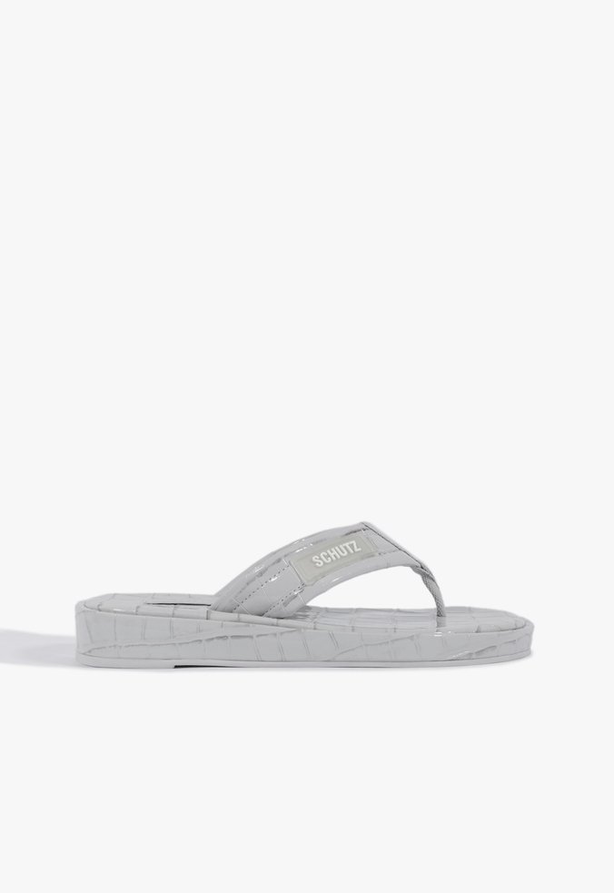 Chinelo Zoe Couro Cinza