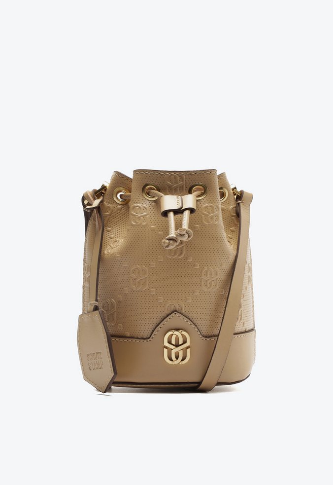Bolsa Bucket Becka Stamp Couro Bege