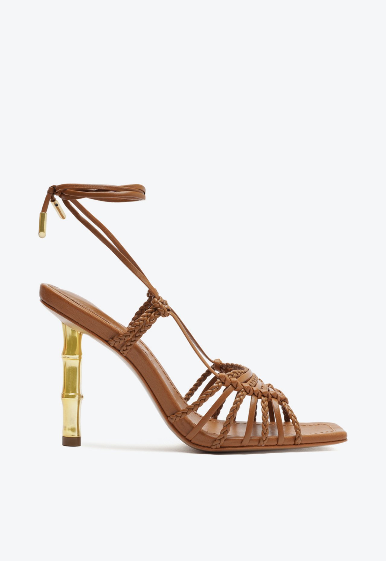 Sandália Salto Fino Médio Tiras Marrom | Schutz