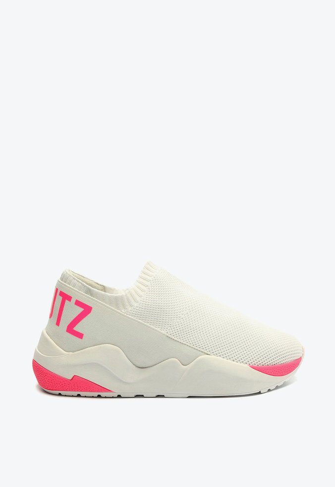 Tênis Active Tricô Knit Branco e Rosa Neon