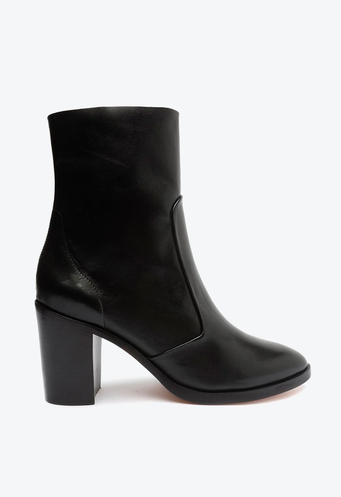 Bota Salto Bloco Western Couro Preta
