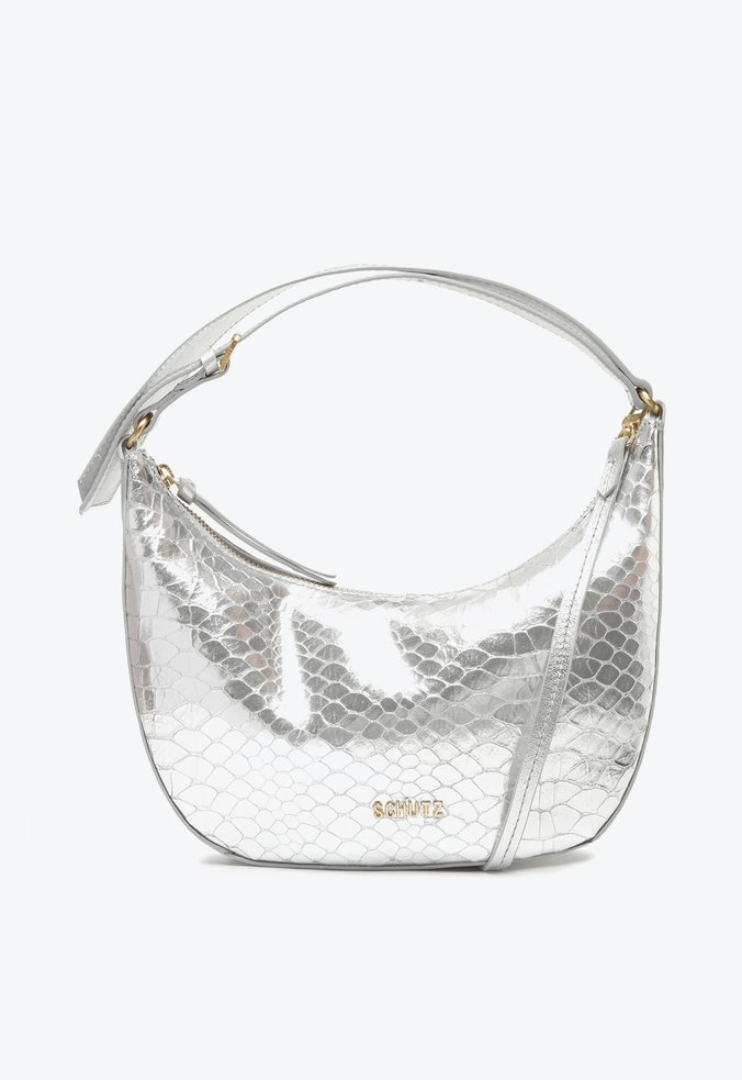 Bolsa Tiracolo Lavínia de Couro Prateada