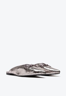 Sapato Mule Metalizado Prata