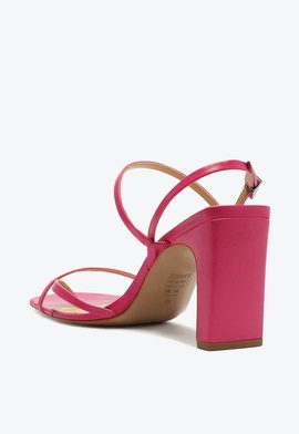 Sandália salto bloco couro rosa