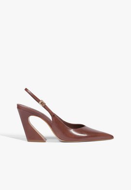 Sapato Lexi Sling Block Couro Marrom