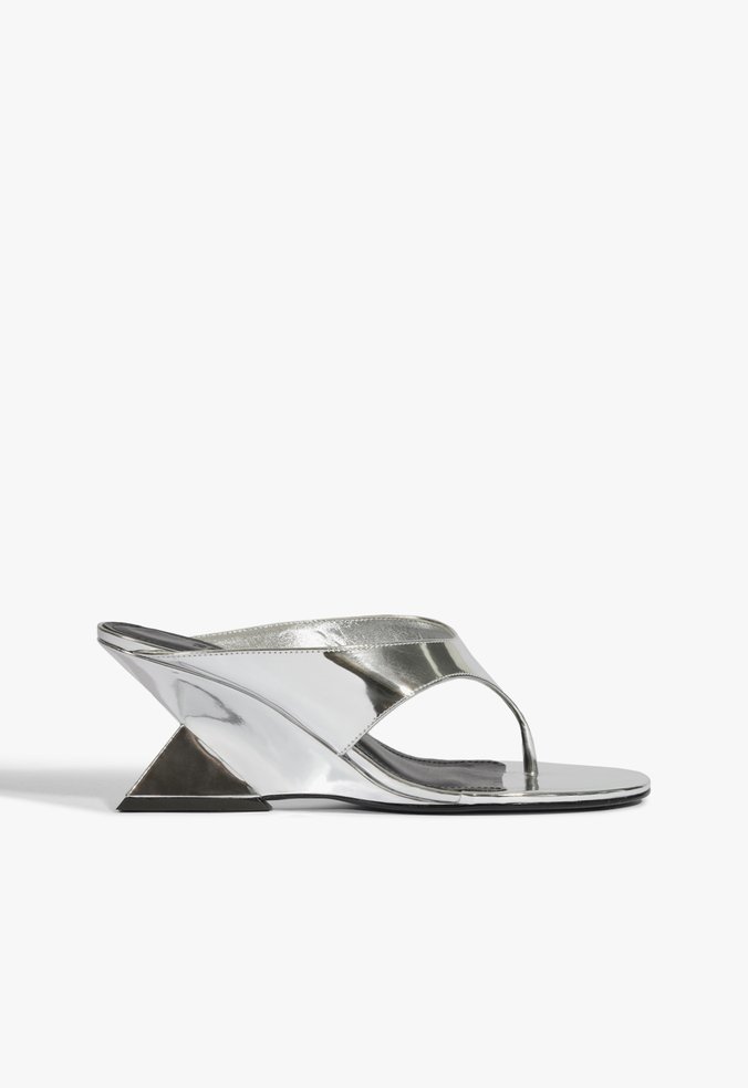 Sandália Mule Betsy Couro Prata