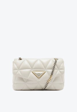 Bolsa Shoulder Couro Matelassê Off White