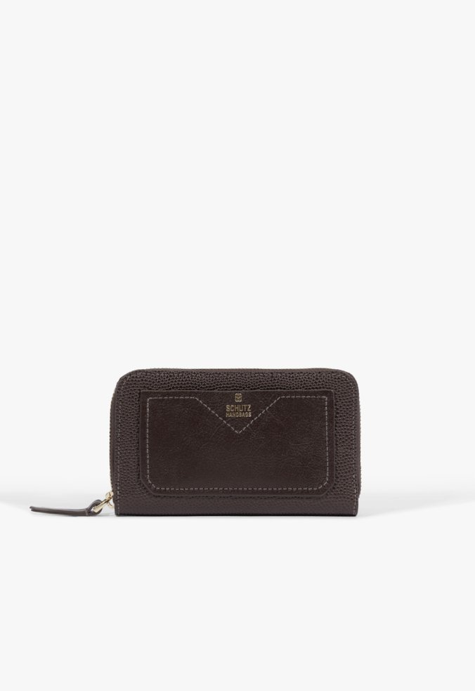 Carteira Lauren Caviar Couro Marrom