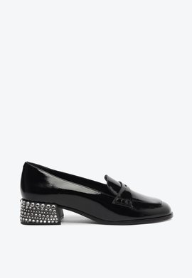 Mocassim Louise Verniz Preto Crystal by Swarovski