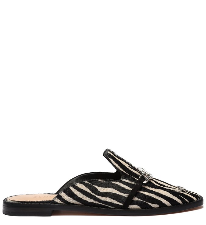 Sapato Mule Rasteira Estampa Zebra