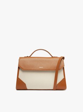 Bolsa Tote Grande Susan Lona Couro Marrom