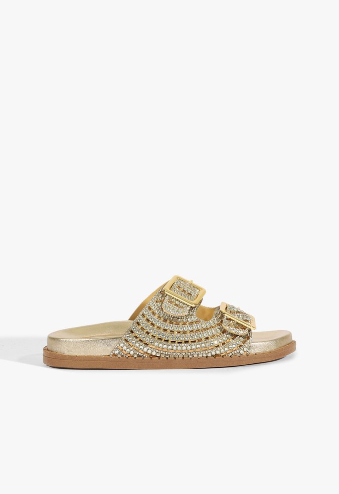 Papete Couro Fivelas Dourado