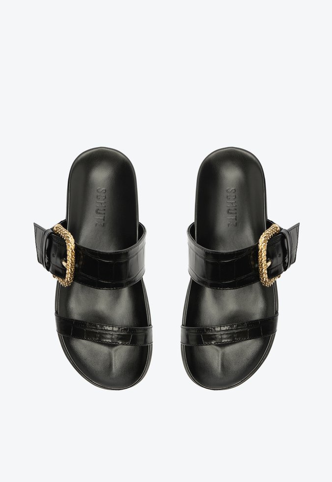 Sandália Papete Metal Buckle Preto
