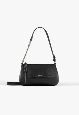 Bolsa Tiracolo Tina Croco Pequena Preta