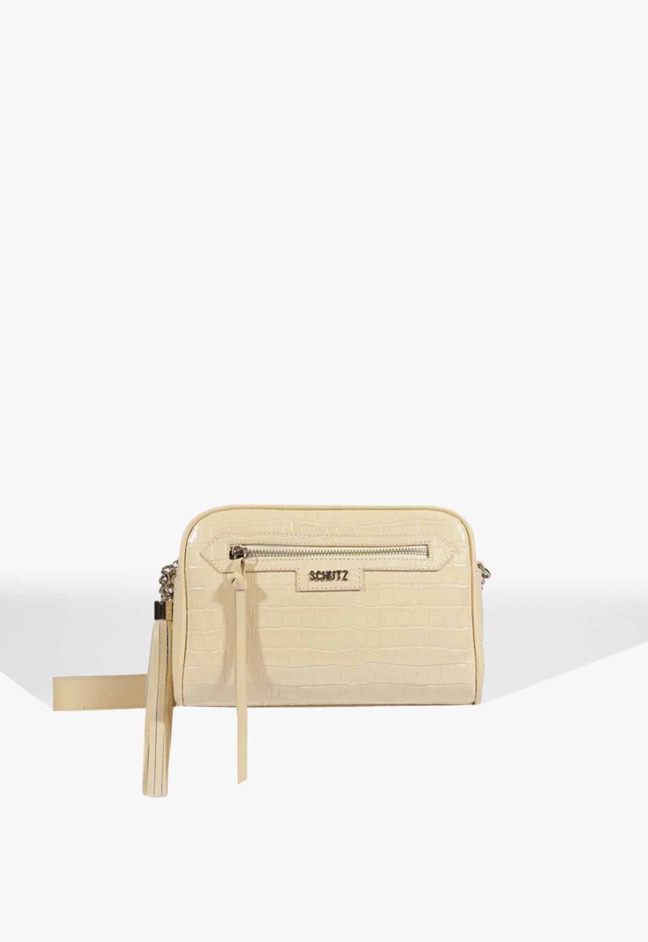 Bolsa Tiracolo Média Mirella Couro Croco Branca | Schutz