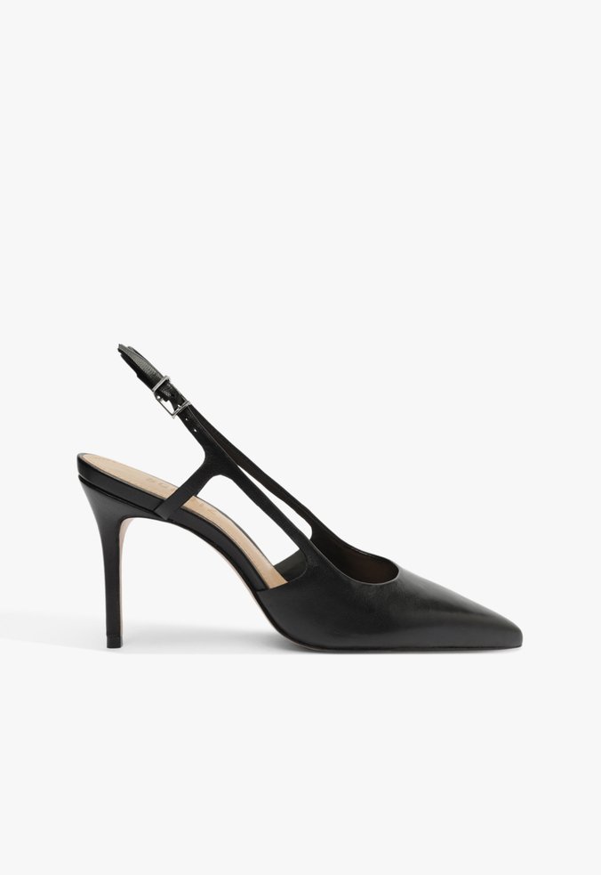 Scarpin Slingback Velara Couro Preto