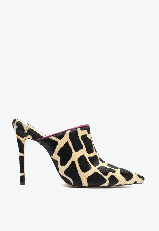 Sapato Mule Salto Nobuck Estampa Girafa