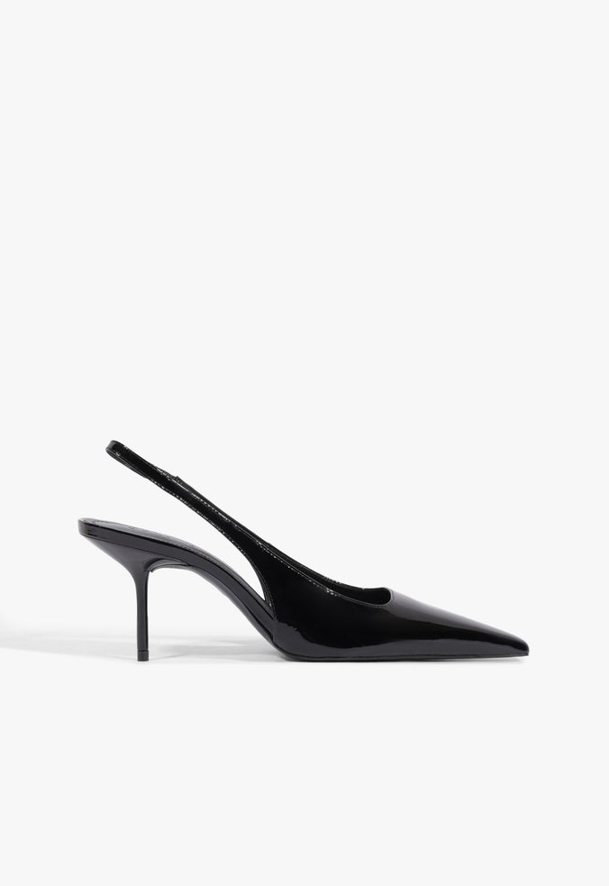 Scarpin Lucy Mid Couro Verniz Preto