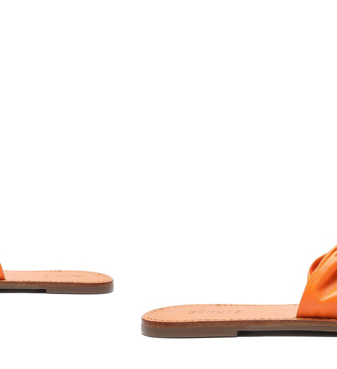 Flat Slide Couro Twist Tangerine Flat Slide Couro Twist Tangerine