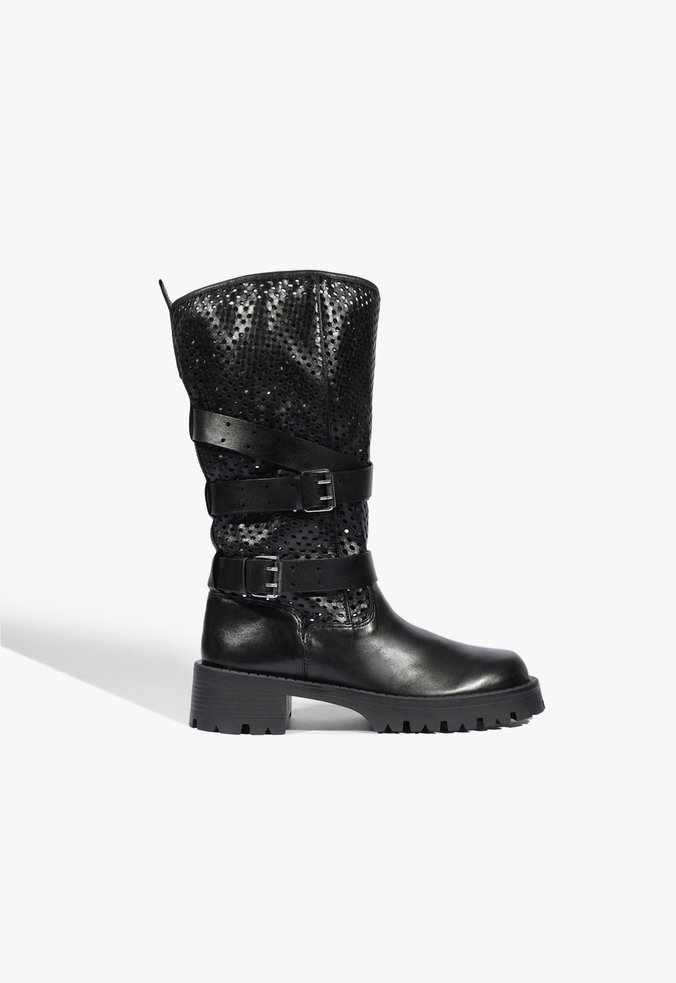 Bota Polka Tratorada Couro Preta