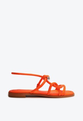 Sandália Rasteira Entrelaçada Laranja