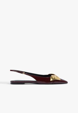 Slingback Kay Flat Couro Vermelho