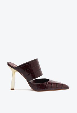 Mule Ciara Croco Couro Vinho