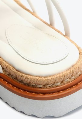 Sandália Papete Flatform Tiras Amarração Branca