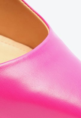 Sapato Scarpin Tanisha Couro Brilho Amarração Rosa